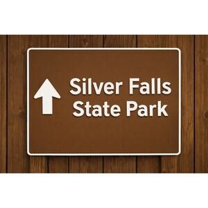 Silver Falls State Park Road Sign Oregon Waterfalls Hike Trail National Park